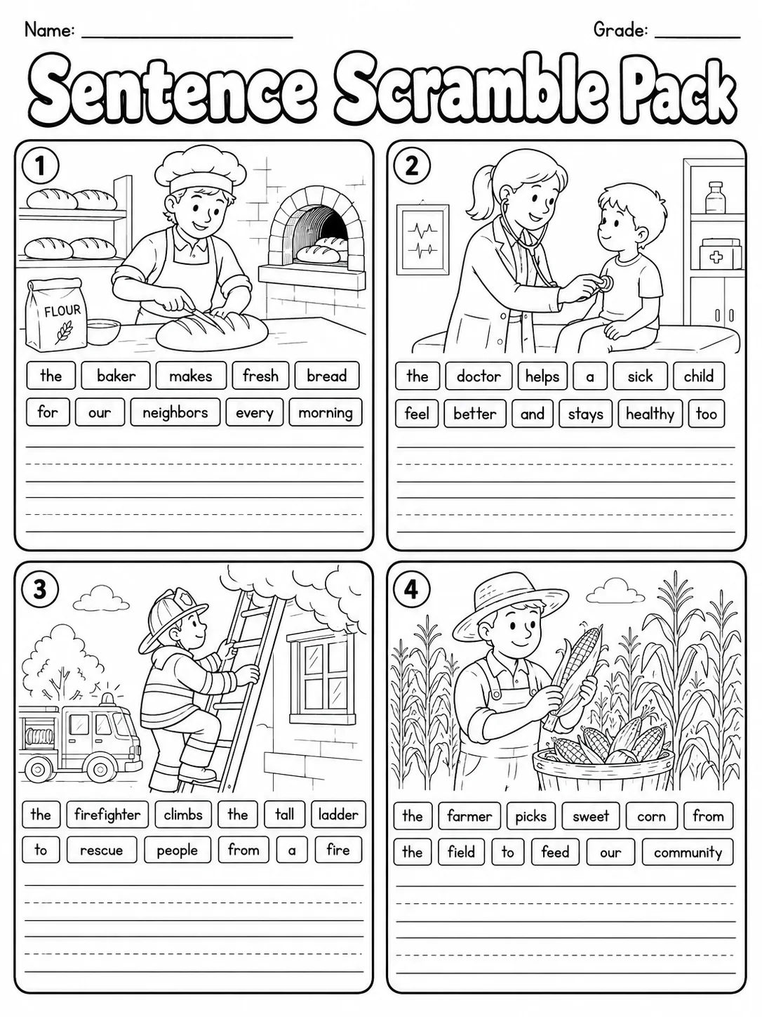 Sentence Scramble Pack page 5 printable worksheet preview