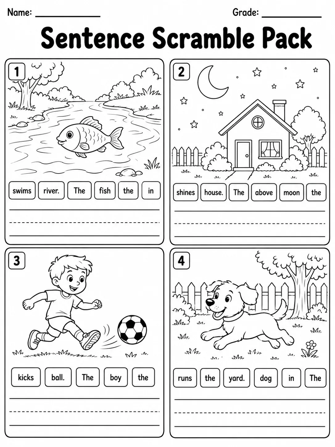 Sentence Scramble Pack page 3 printable worksheet preview