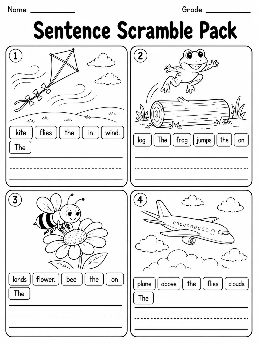 Sentence Scramble Pack page 7 printable worksheet preview