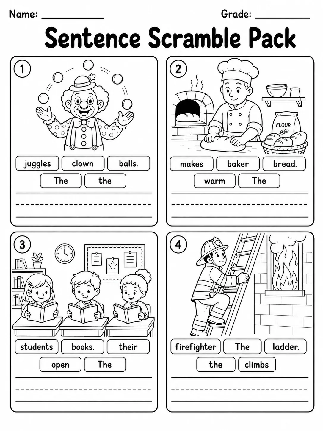 Sentence Scramble Pack page 9 printable worksheet preview