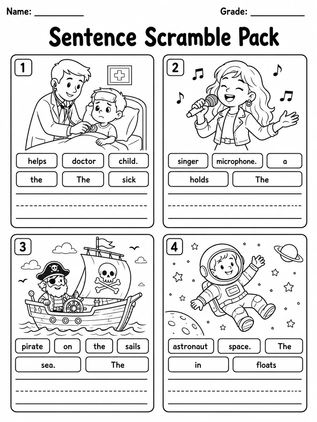 Sentence Scramble Pack page 10 printable worksheet preview