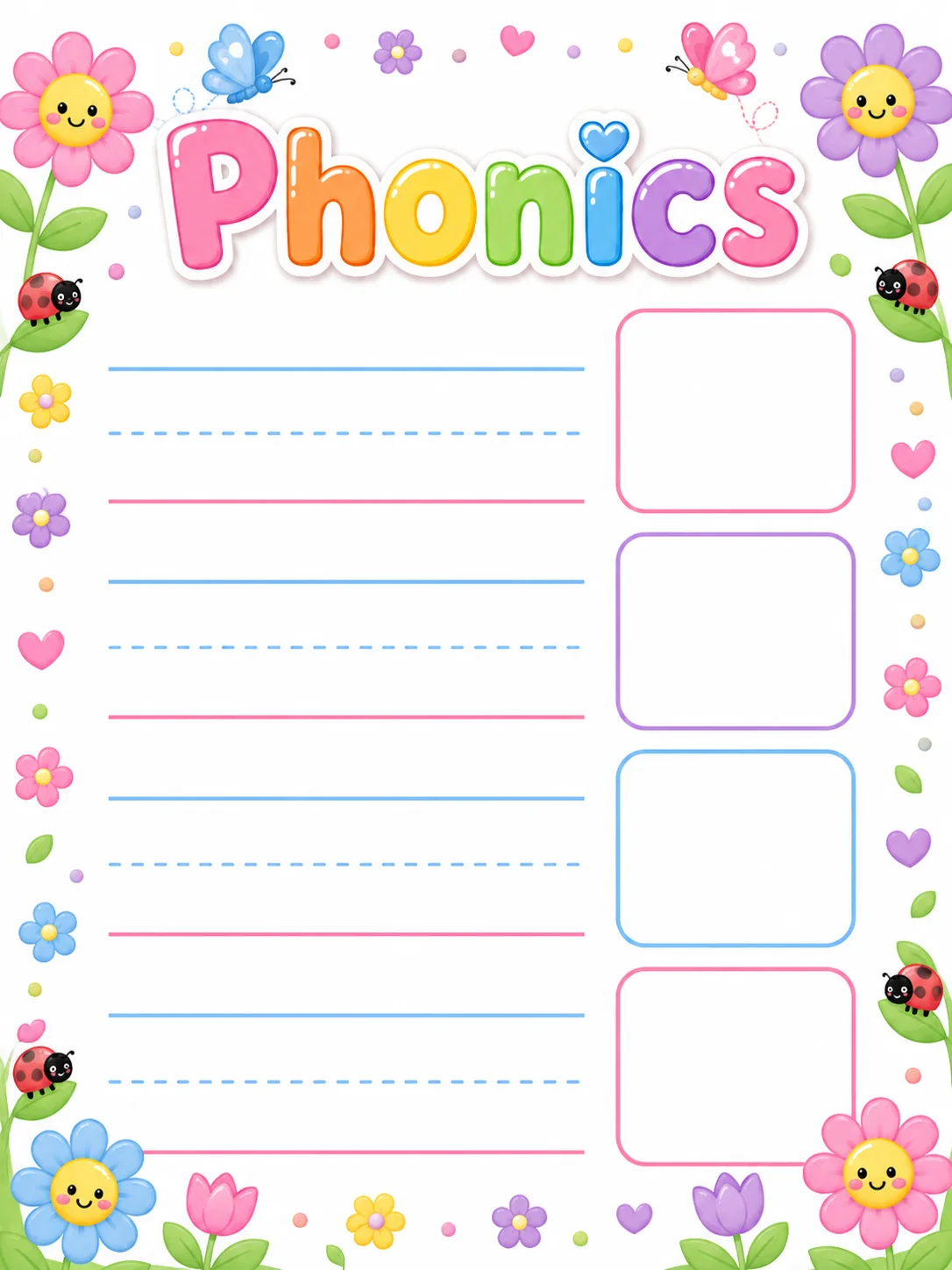 Phonics page 2 printable template preview