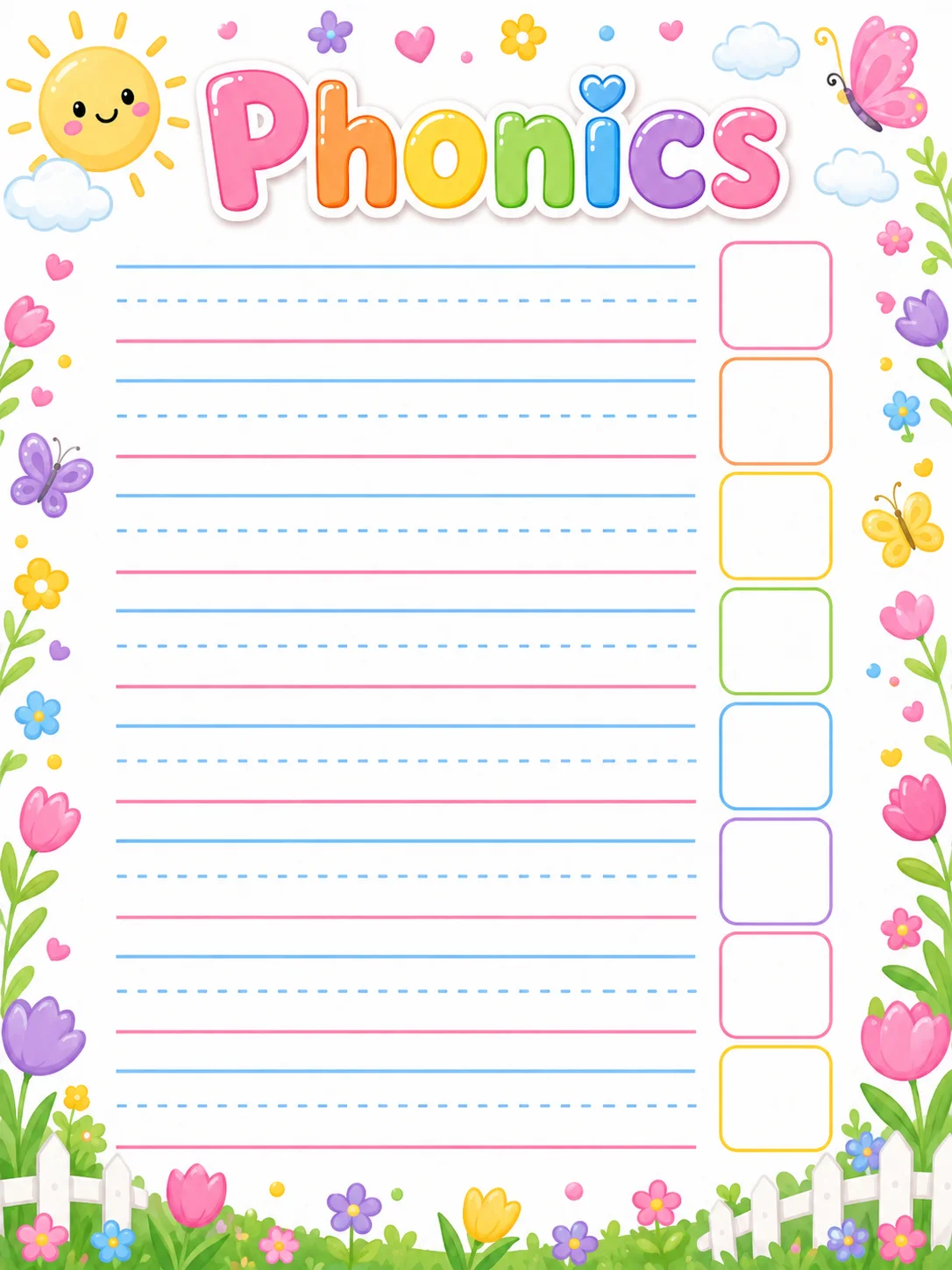 Phonics page 7 printable template preview