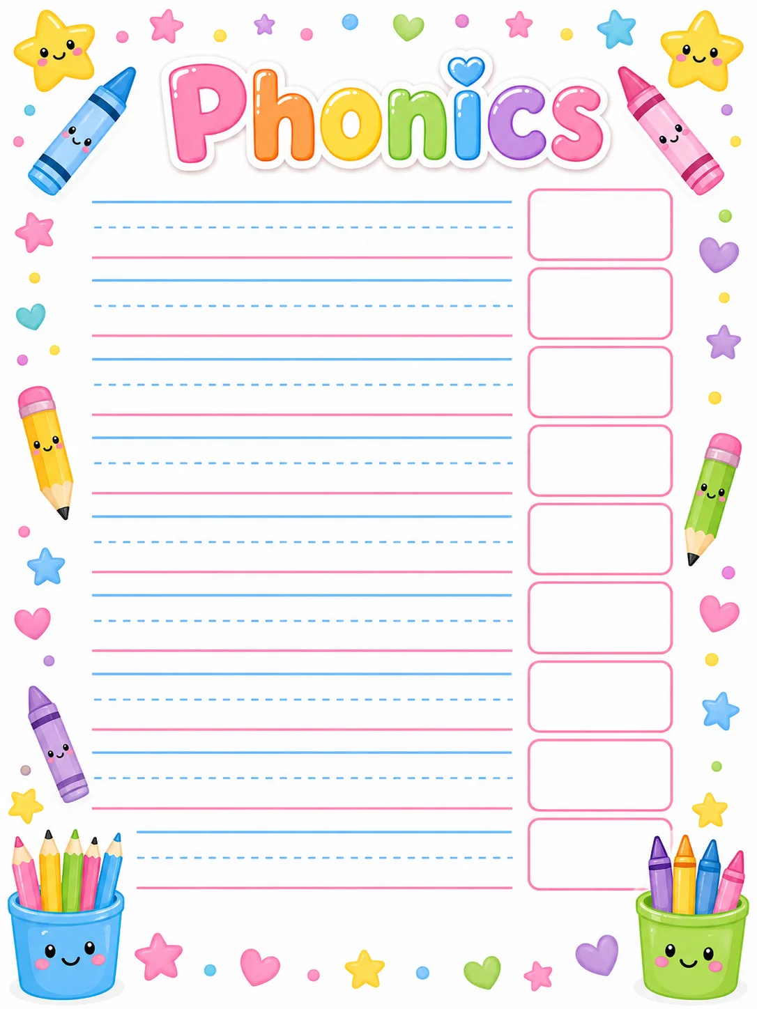 Phonics page 8 printable template preview