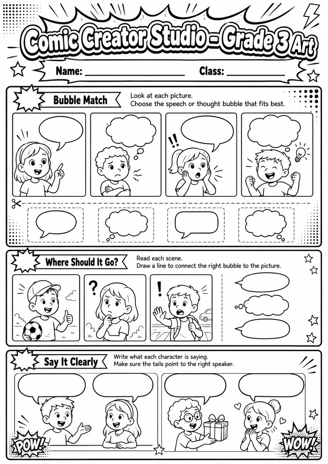 Comic Creator Studio: Character Expressions Worksheet Pack page 2 preview