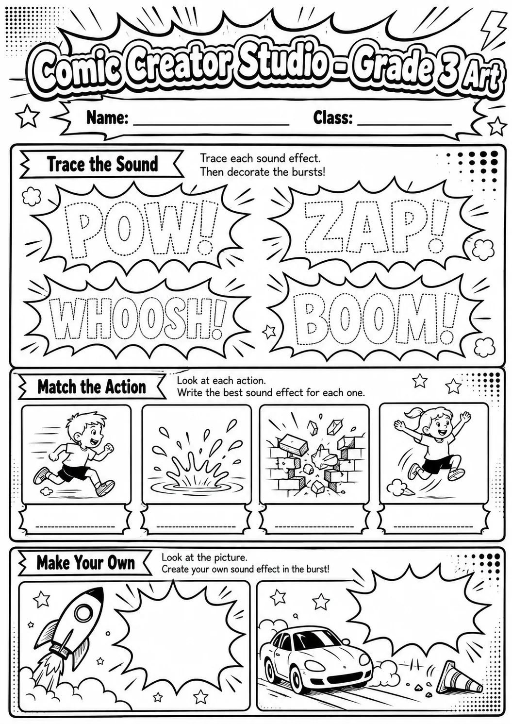 Comic Creator Studio: Character Expressions Worksheet Pack page 4 preview
