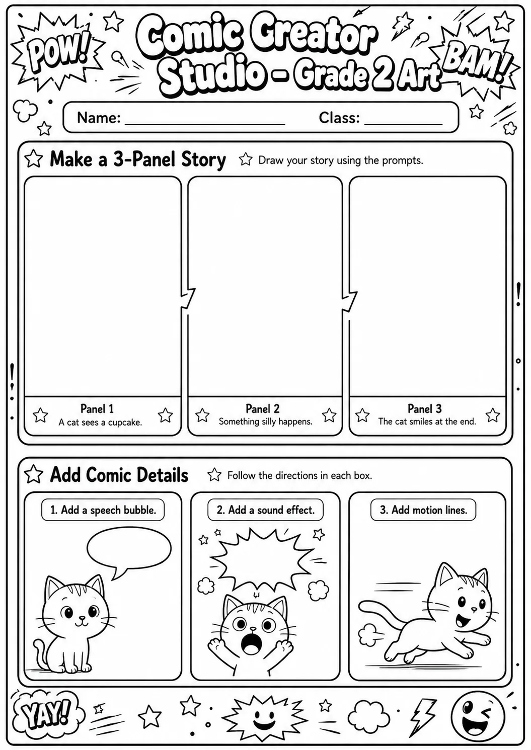 Comic Creator Studio: Speech Bubbles and Faces Worksheet Pack page 5 preview