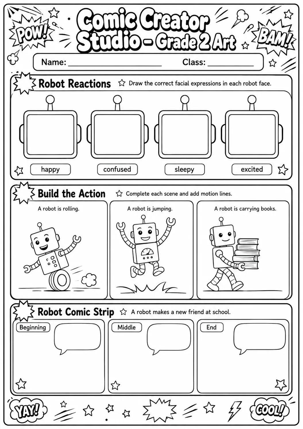 Comic Creator Studio: Speech Bubbles and Faces Worksheet Pack page 9 preview