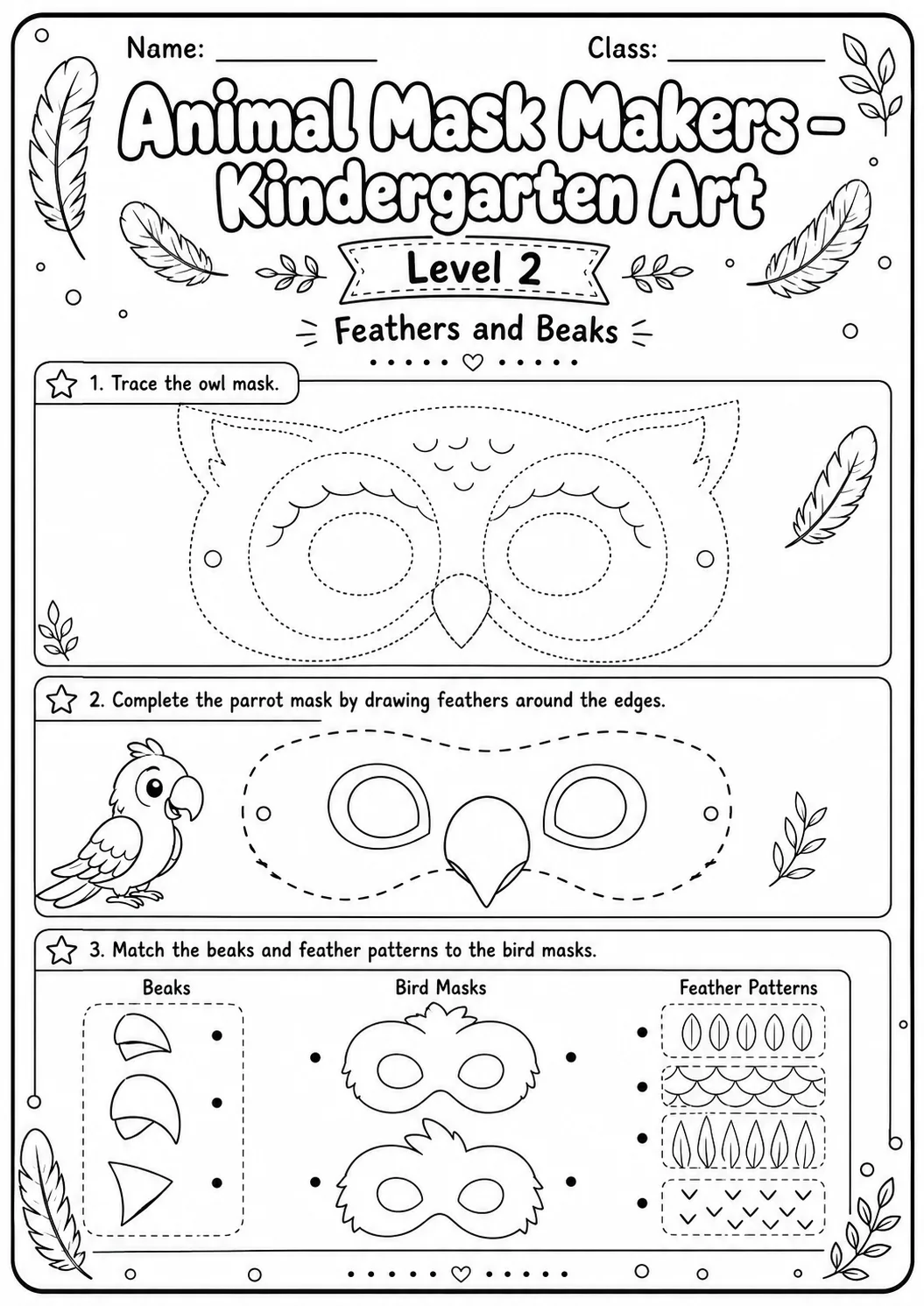 Animal Masks Art Worksheet Pack page 5 preview