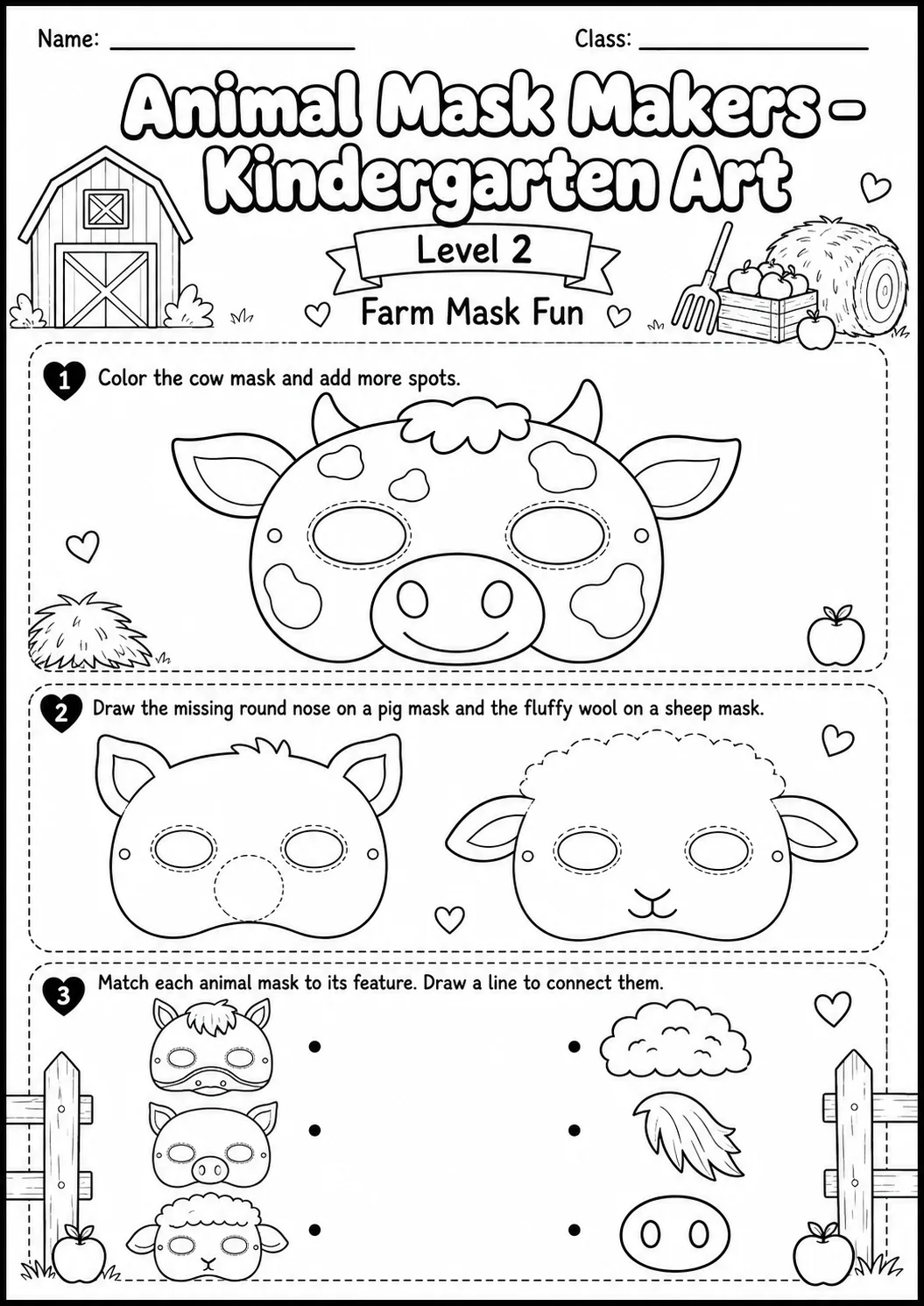 Animal Masks Art Worksheet Pack page 6 preview