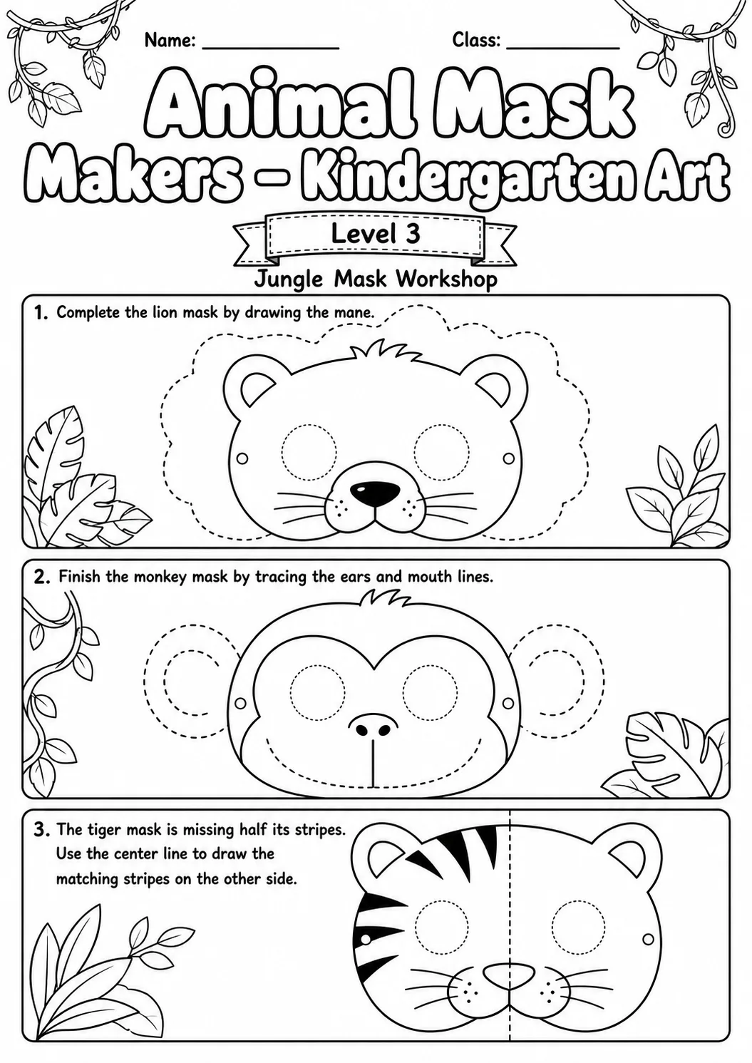Animal Masks Art Worksheet Pack page 7 preview