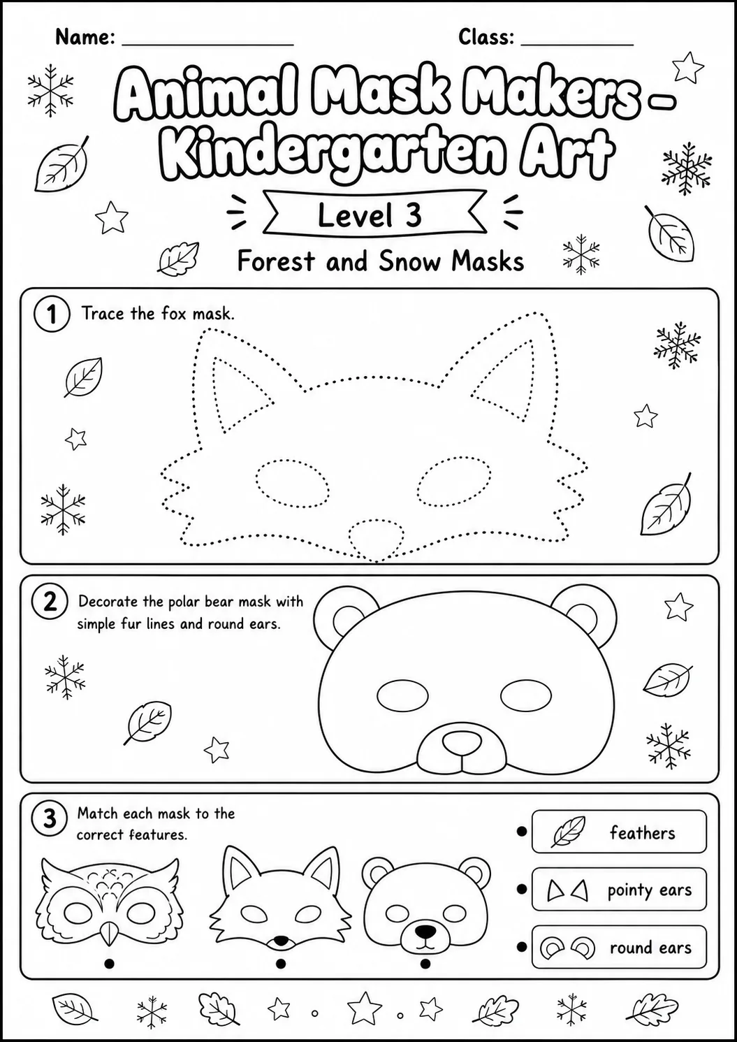 Animal Masks Art Worksheet Pack page 8 preview