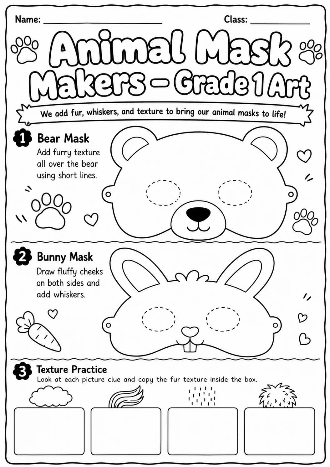 Animal Masks Symmetry Drawing Worksheet Pack page 2 preview