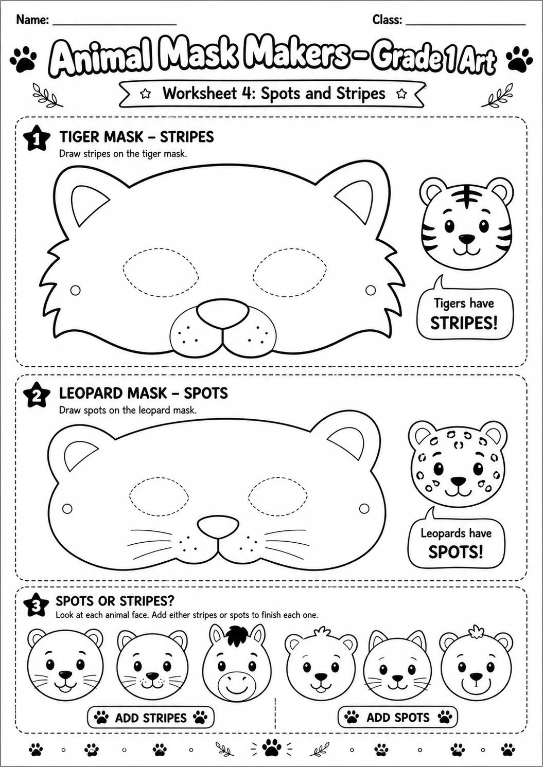 Animal Masks Symmetry Drawing Worksheet Pack page 4 preview