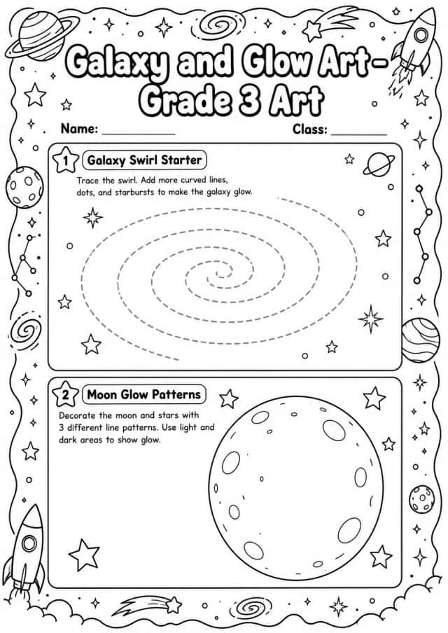 Galaxy and Glow Art Worksheet Pack
