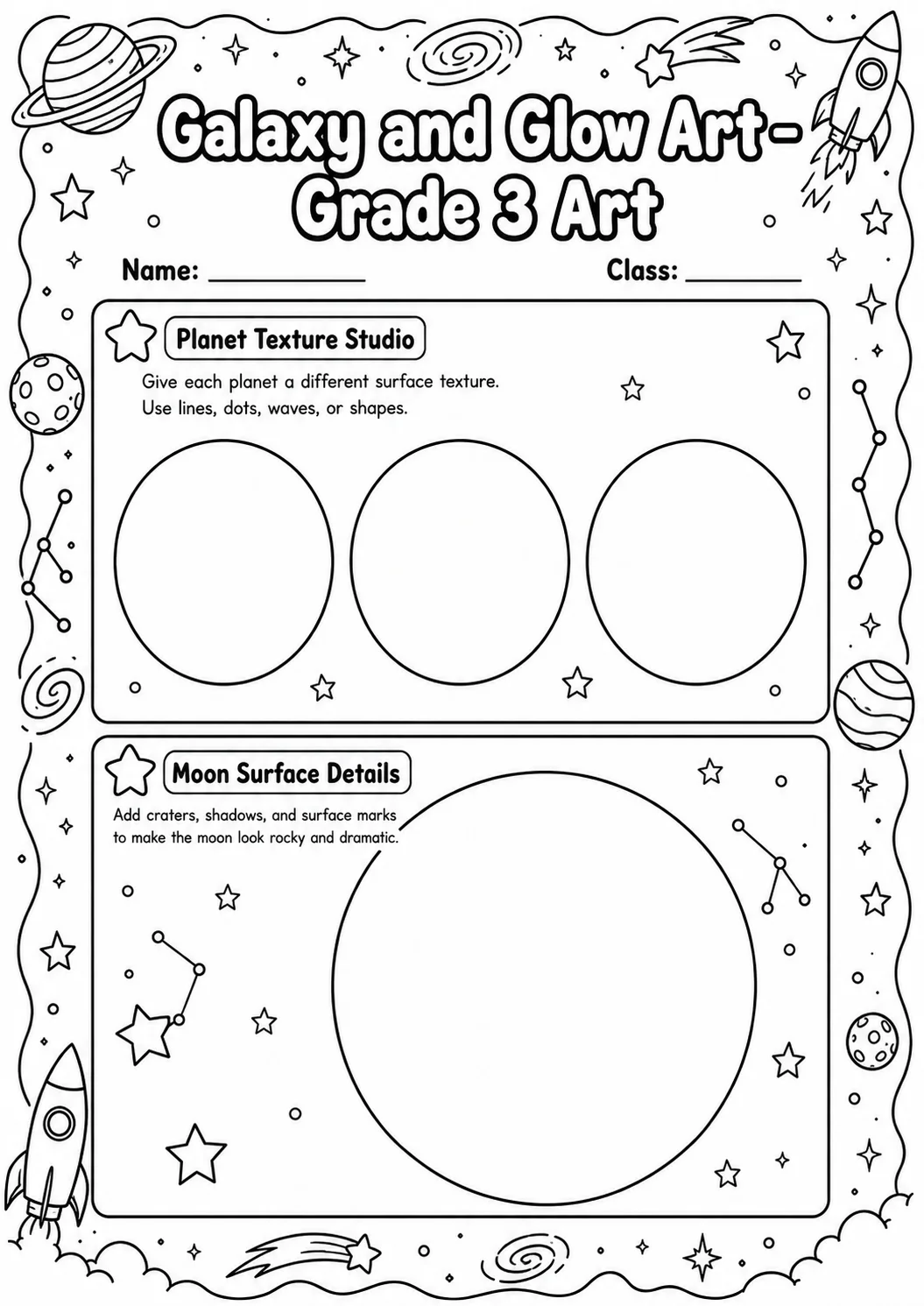 Galaxy and Glow Art Worksheet Pack page 5 preview