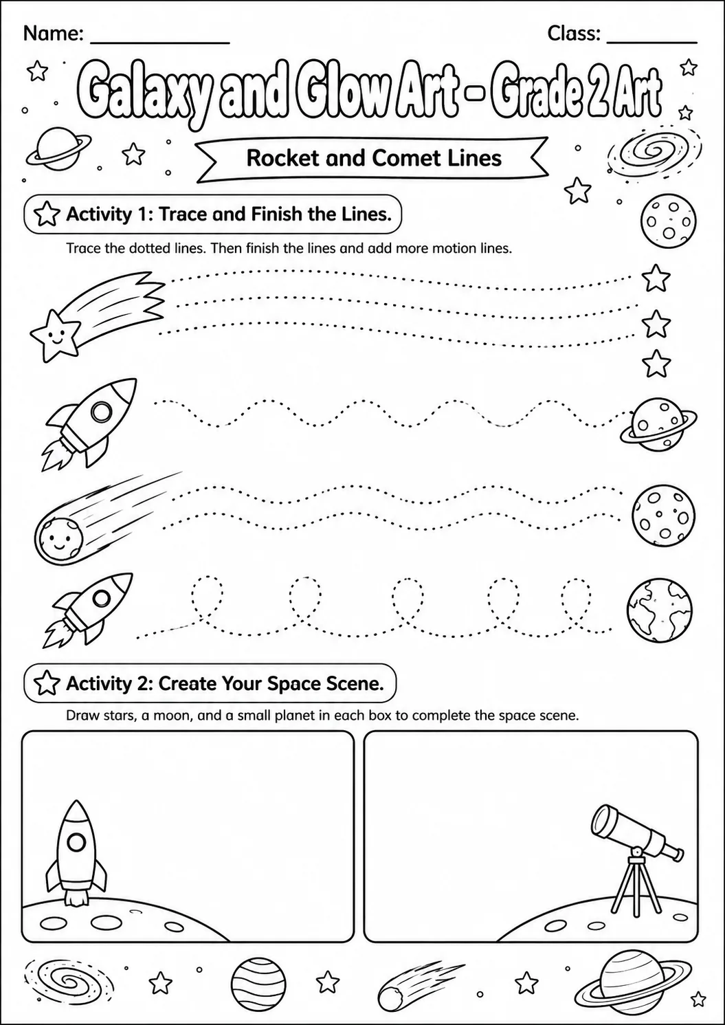 Galaxy and Glow Patterns Worksheet Pack page 2 preview