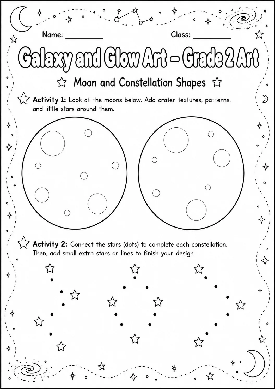 Galaxy and Glow Patterns Worksheet Pack page 3 preview