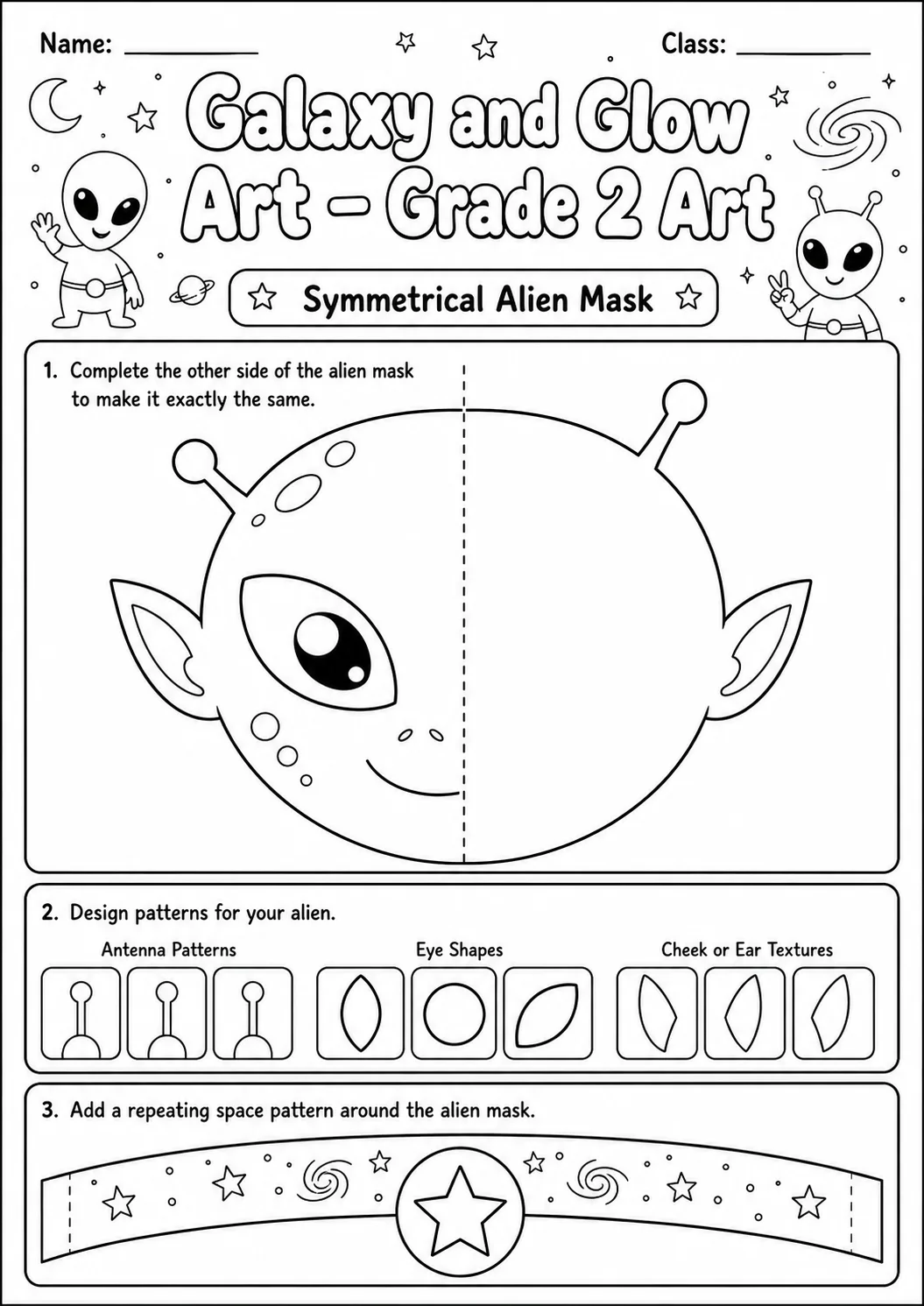 Galaxy and Glow Patterns Worksheet Pack page 5 preview