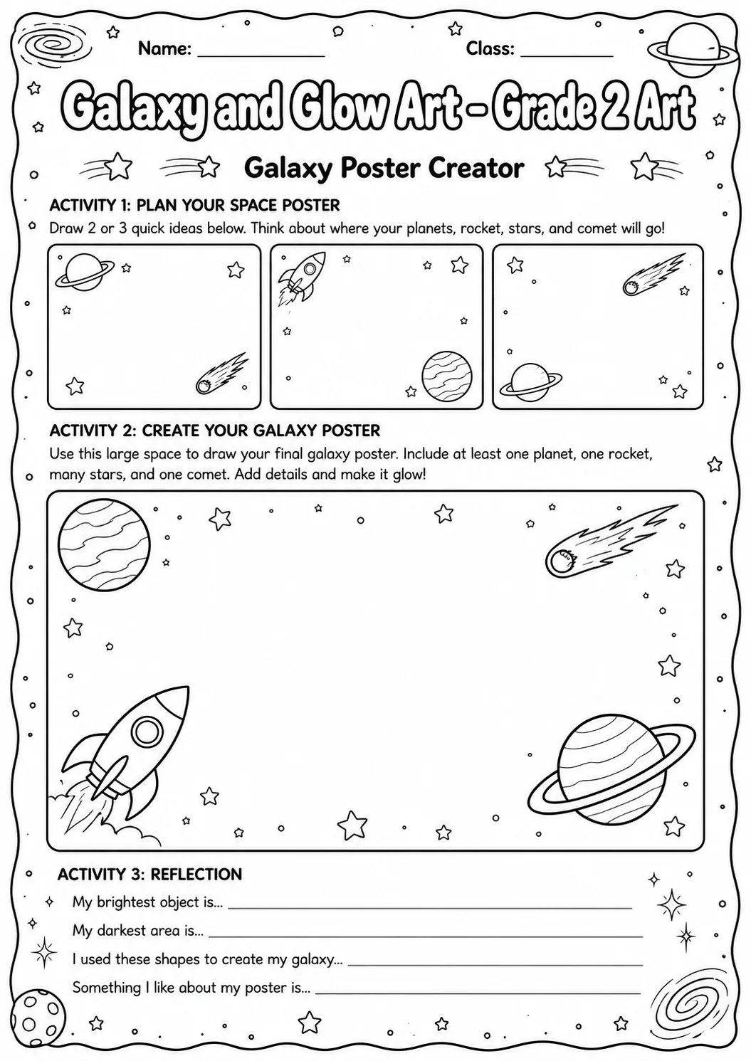 Galaxy and Glow Patterns Worksheet Pack page 7 preview