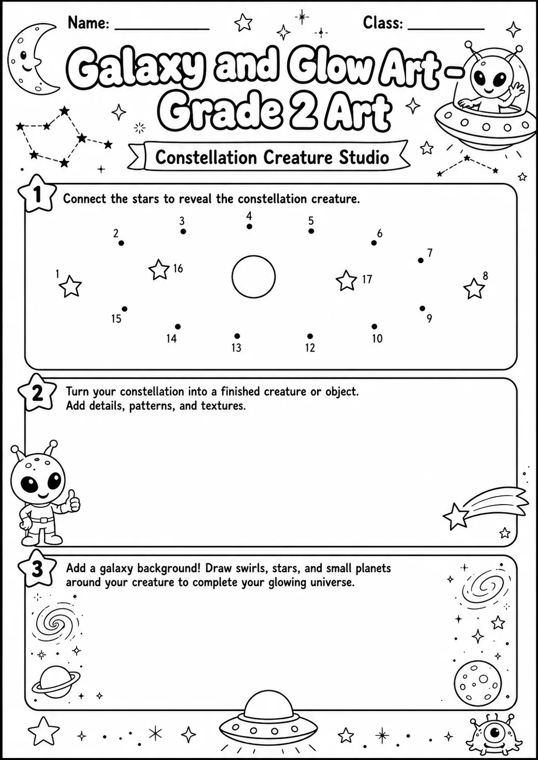 Galaxy and Glow Patterns Worksheet Pack page 8 preview