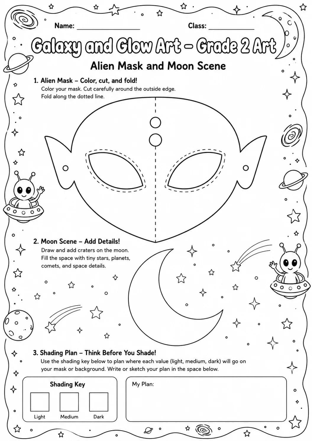 Galaxy and Glow Patterns Worksheet Pack page 9 preview