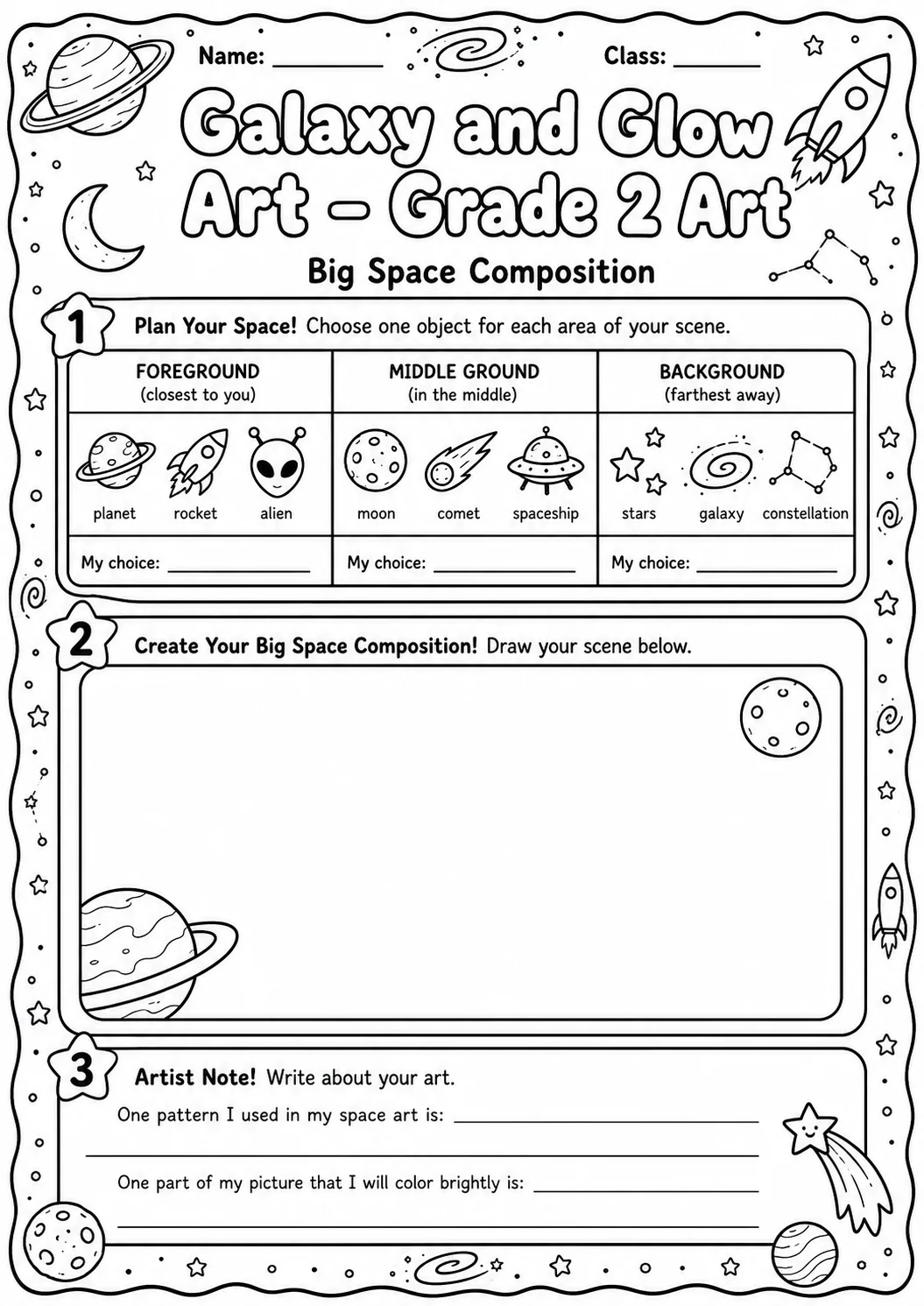 Galaxy and Glow Patterns Worksheet Pack page 10 preview