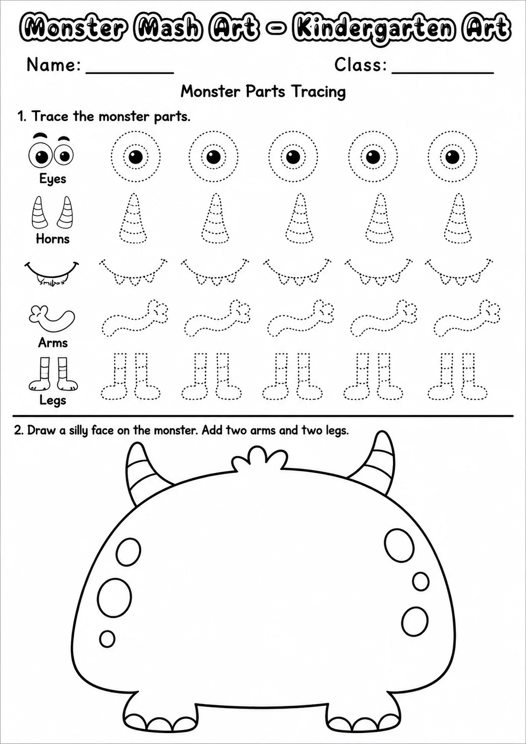 Monster Mash Art Worksheet Pack page 2 preview