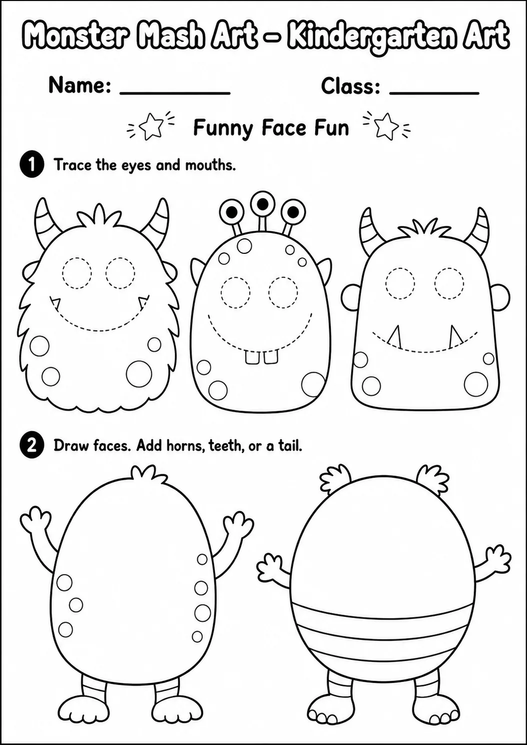 Monster Mash Art Worksheet Pack page 3 preview