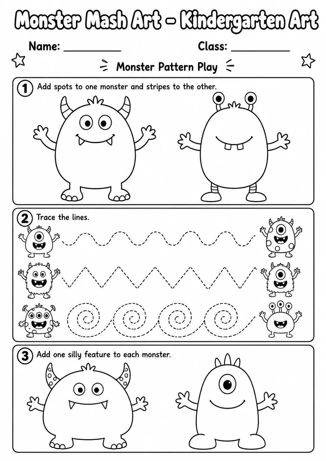 Monster Mash Art Worksheet Pack page 5 preview