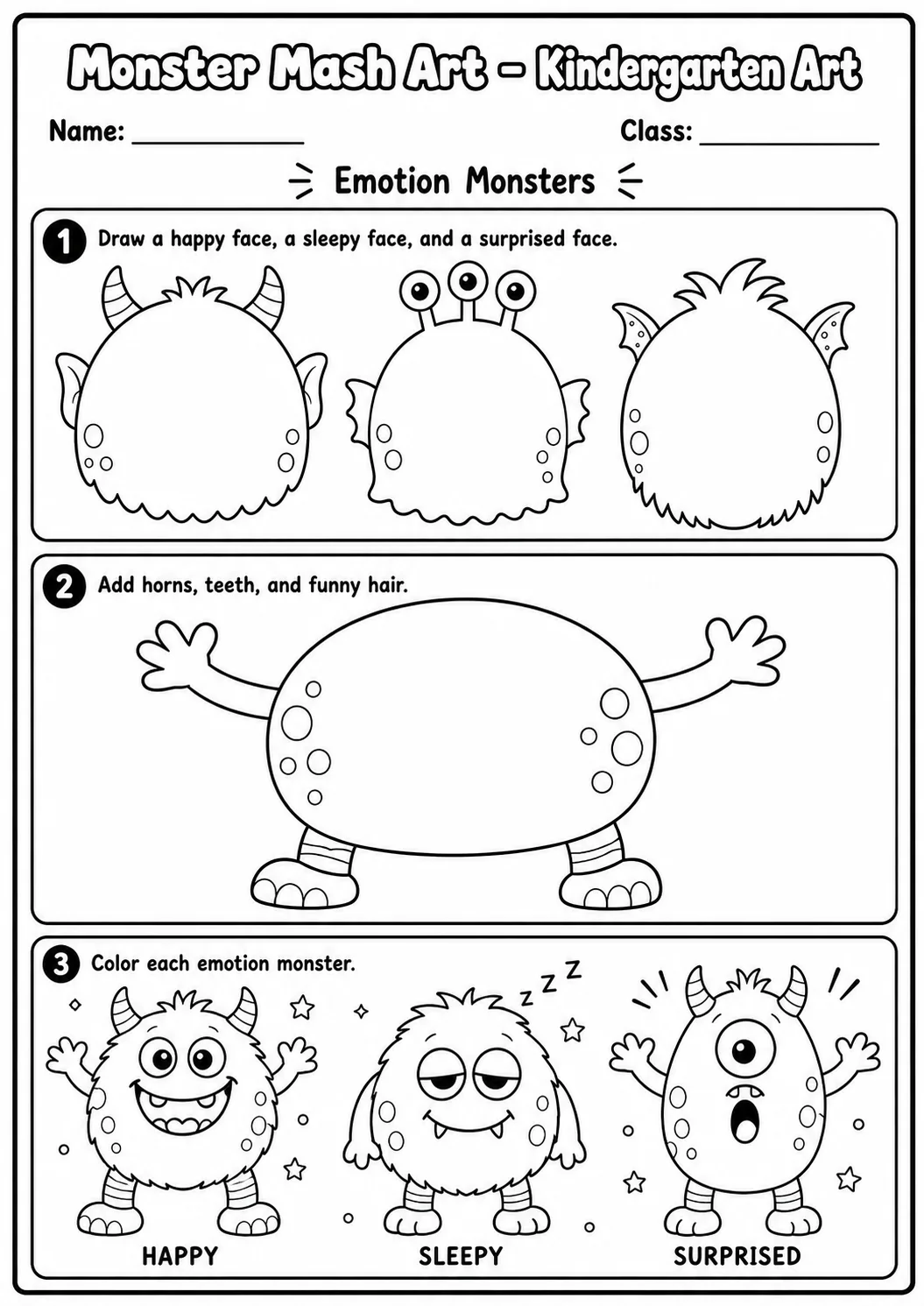 Monster Mash Art Worksheet Pack page 6 preview