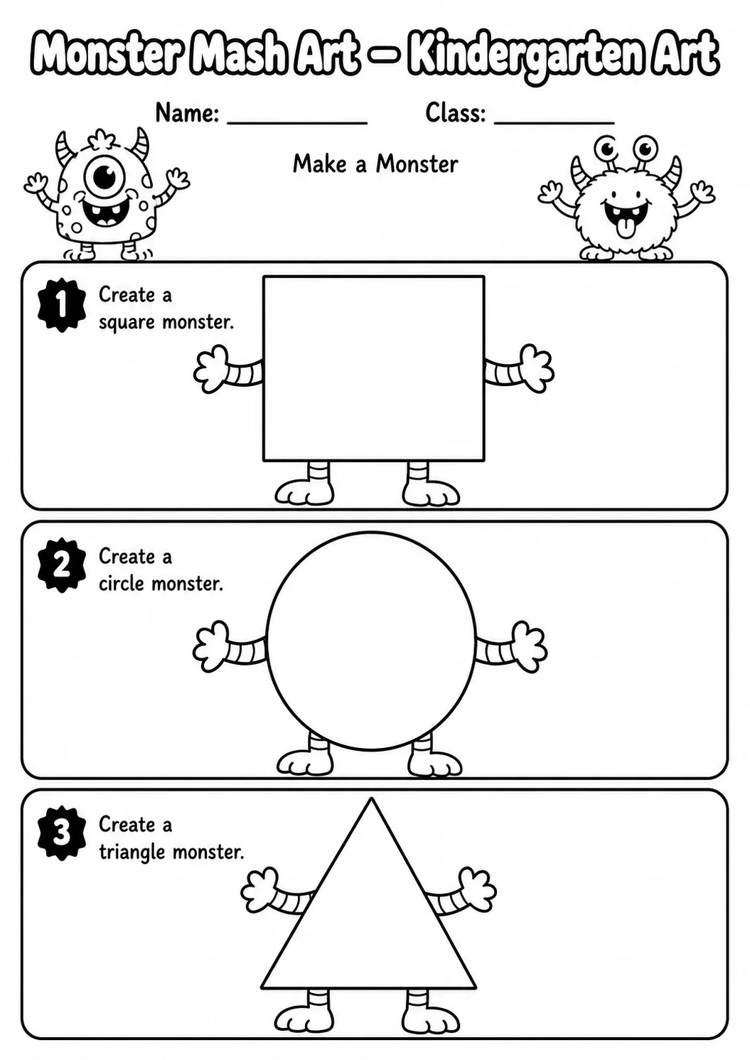 Monster Mash Art Worksheet Pack page 7 preview