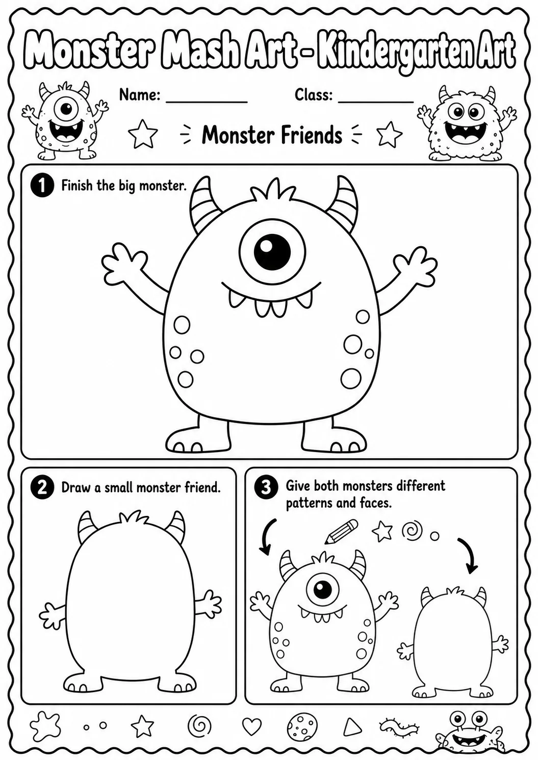 Monster Mash Art Worksheet Pack page 8 preview