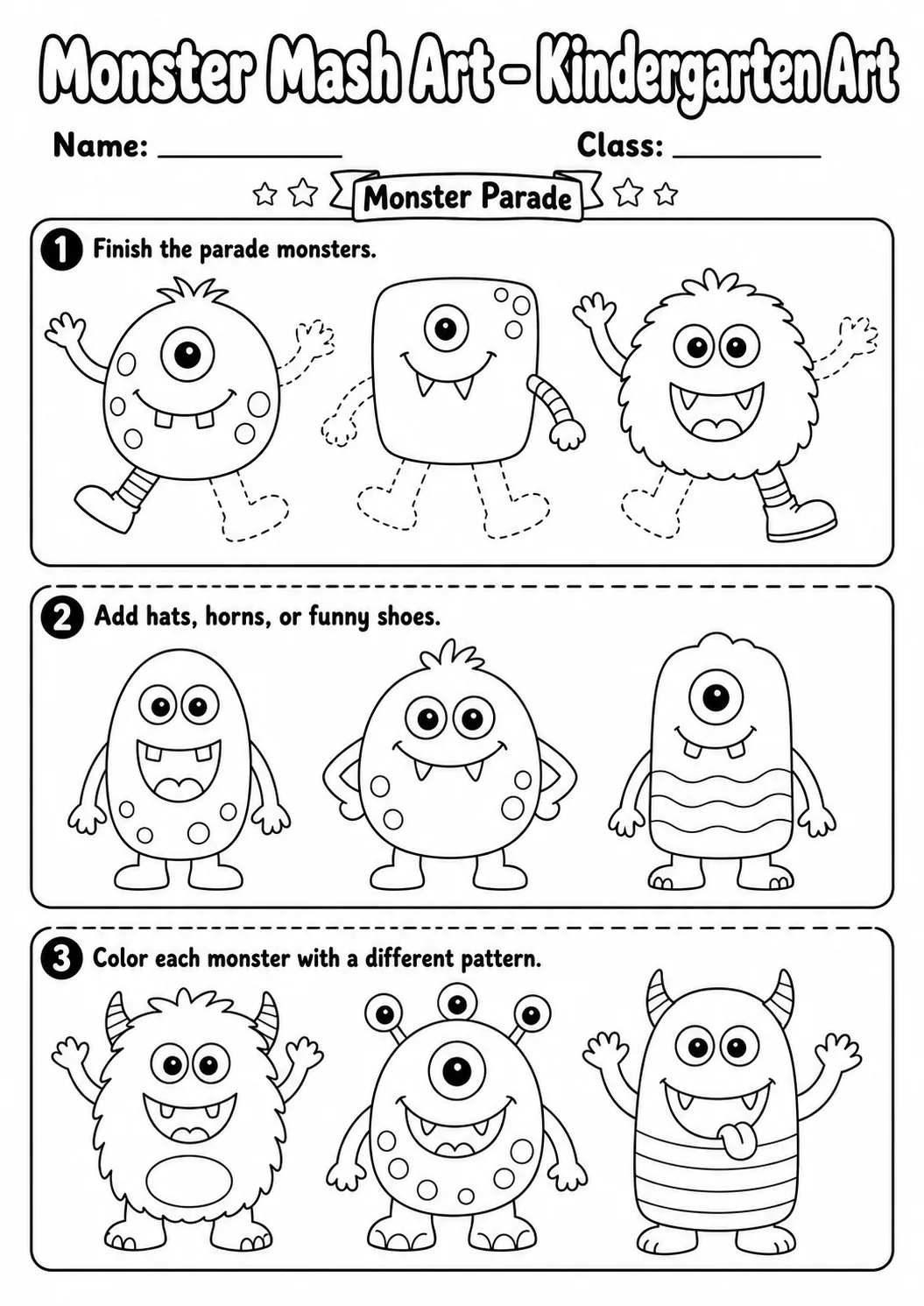 Monster Mash Art Worksheet Pack page 9 preview