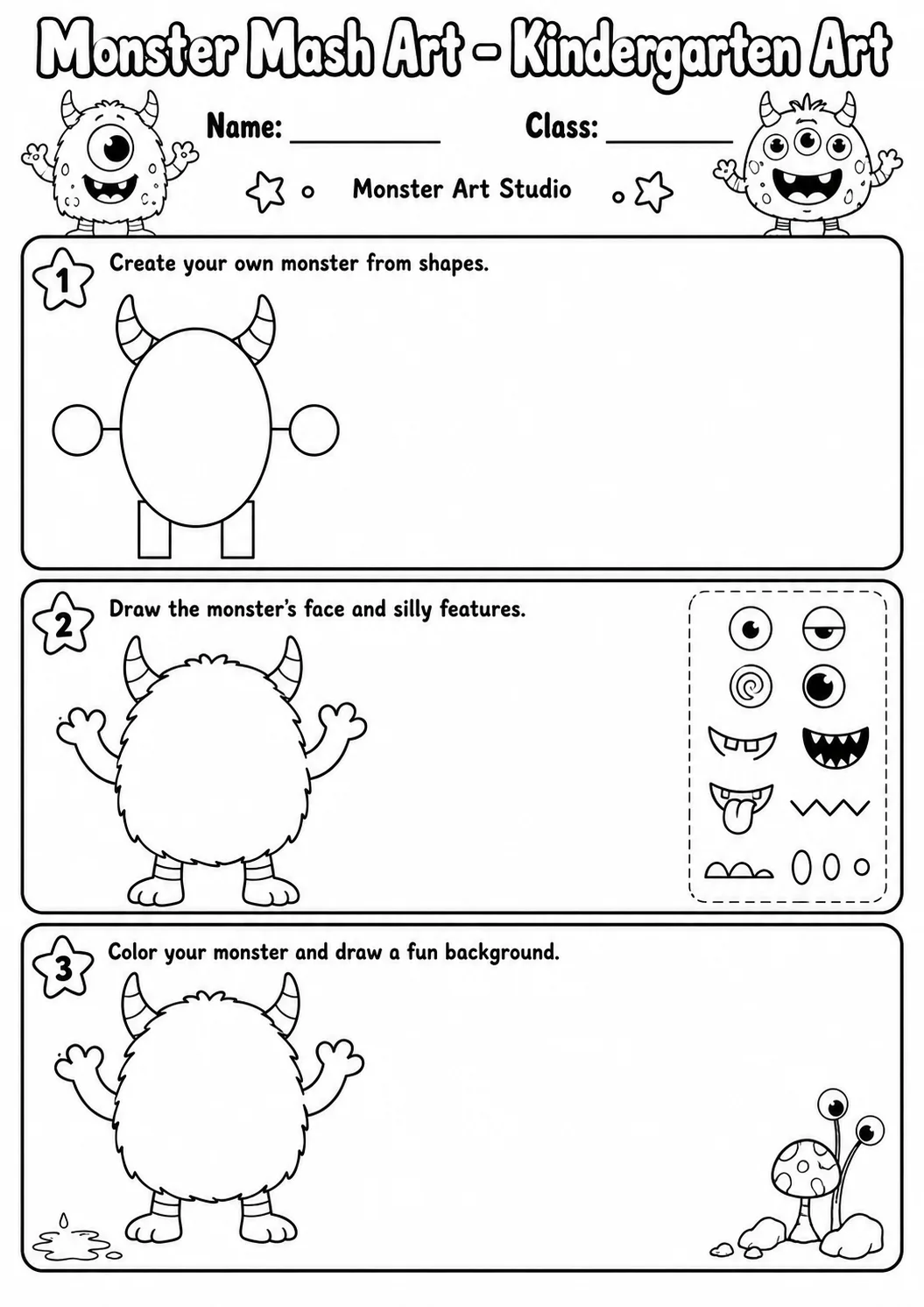 Monster Mash Art Worksheet Pack page 10 preview