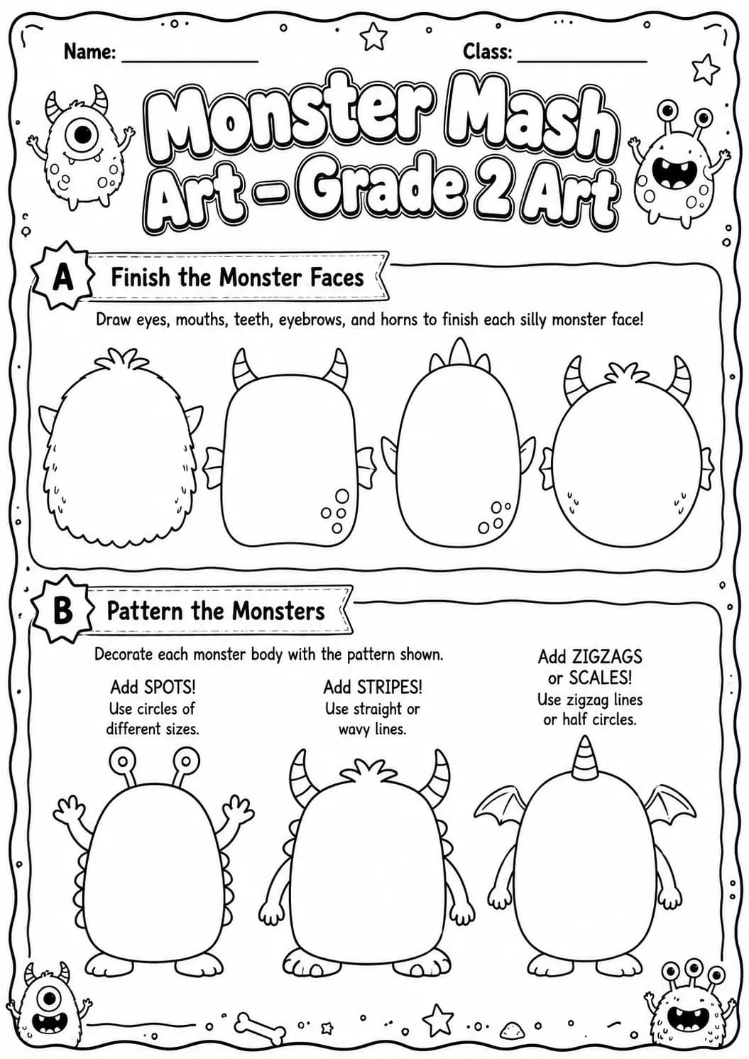 Monster Mash Shape Builder Worksheet Pack page 2 preview