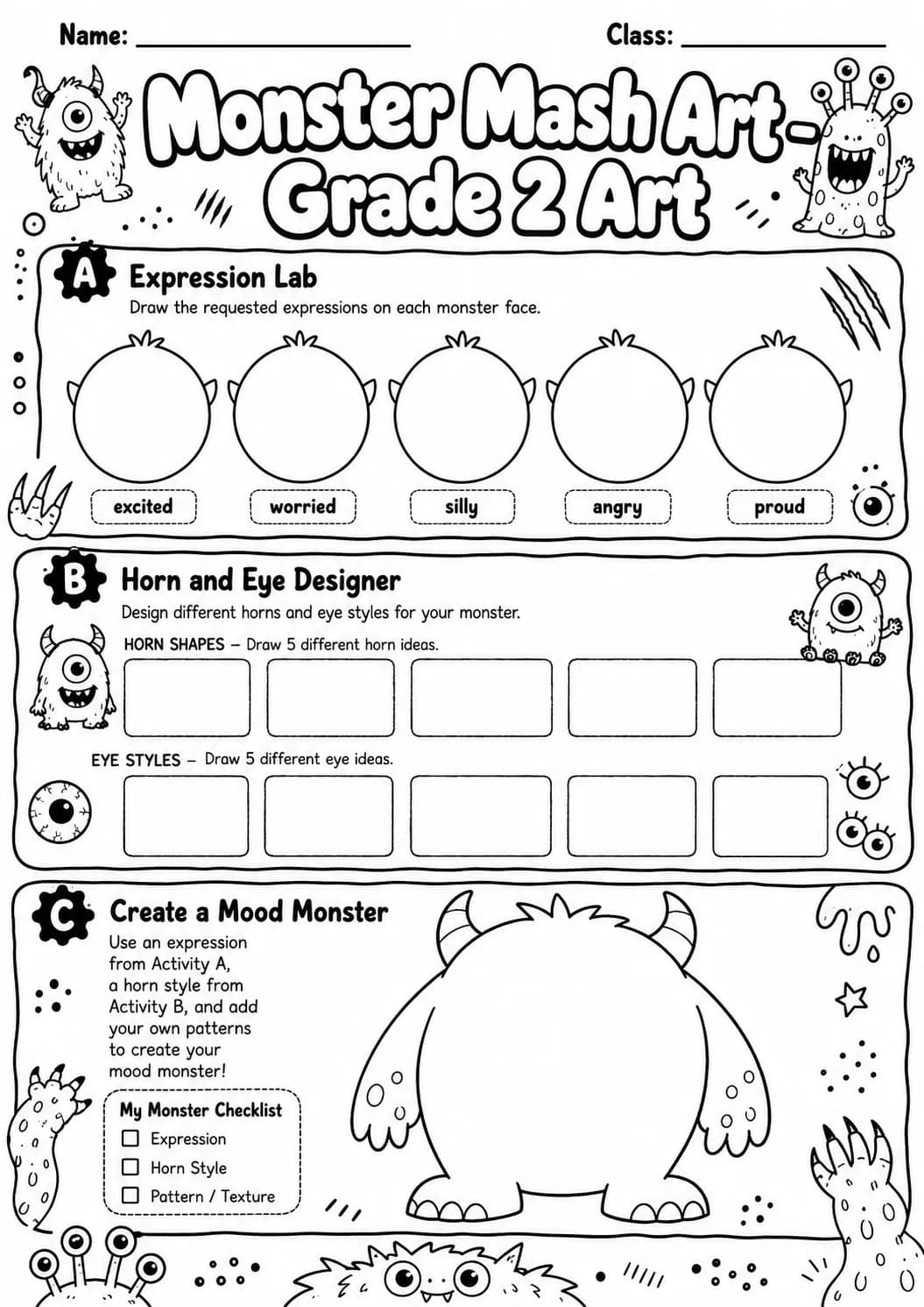 Monster Mash Shape Builder Worksheet Pack page 4 preview