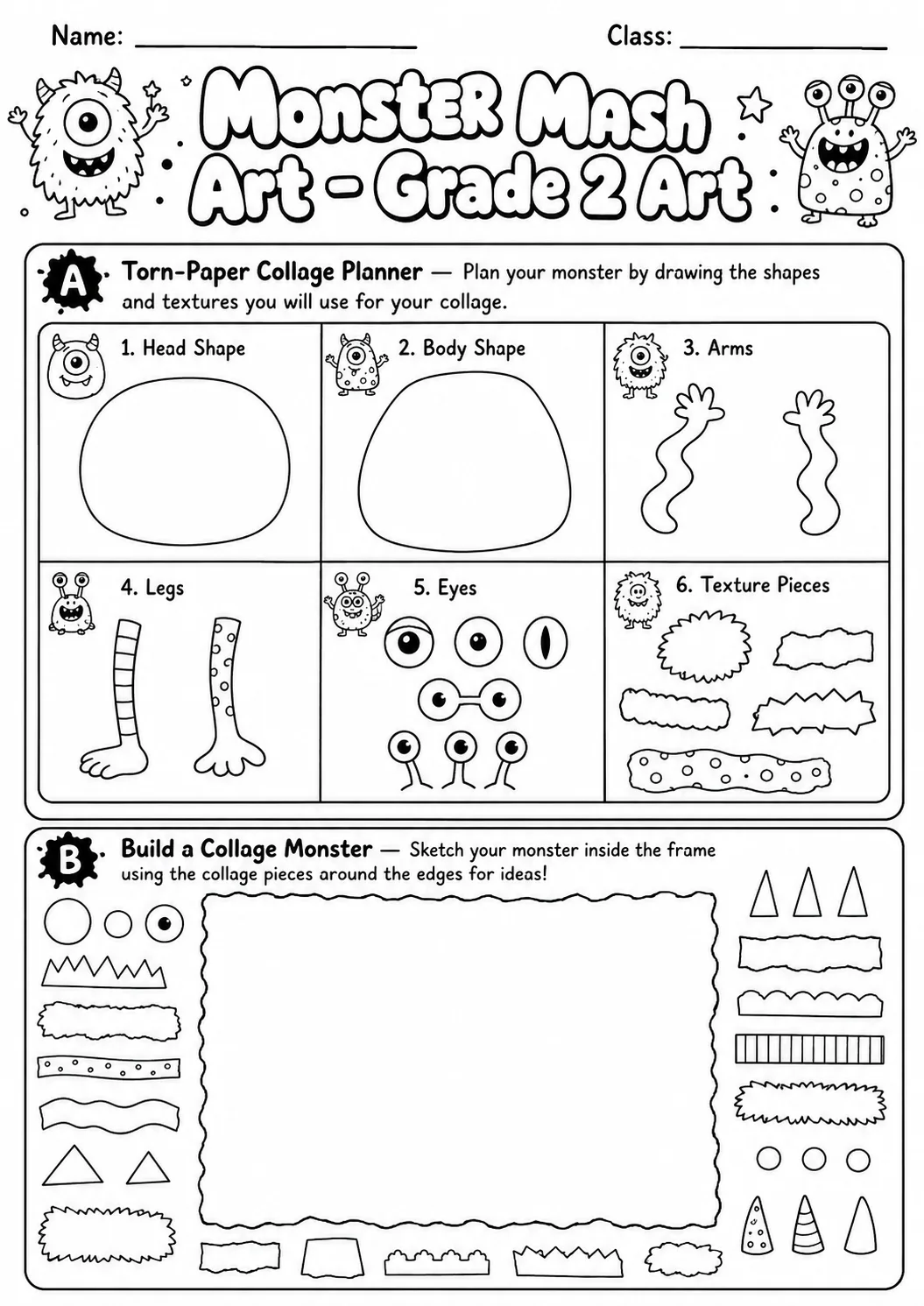 Monster Mash Shape Builder Worksheet Pack page 5 preview