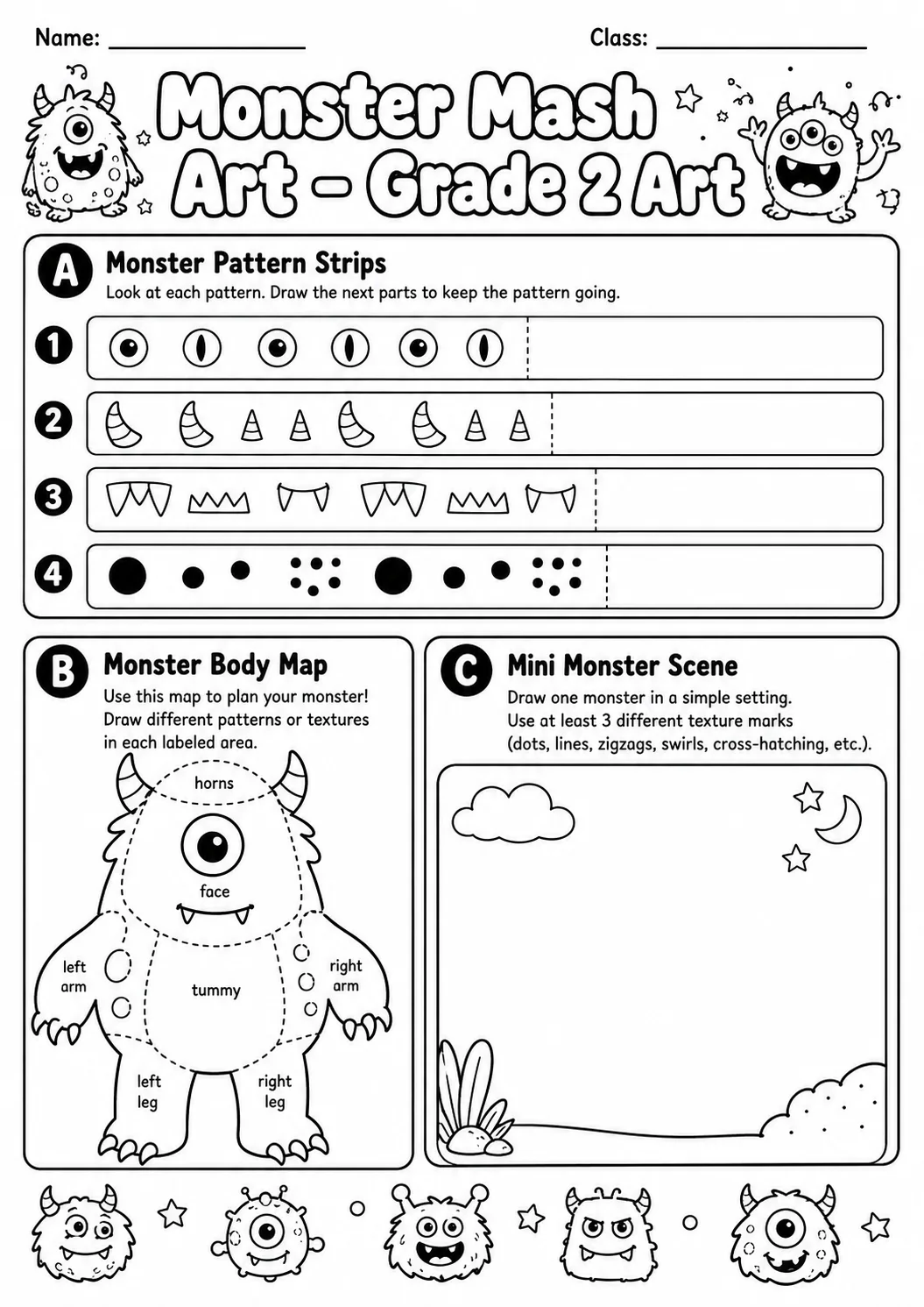 Monster Mash Shape Builder Worksheet Pack page 6 preview