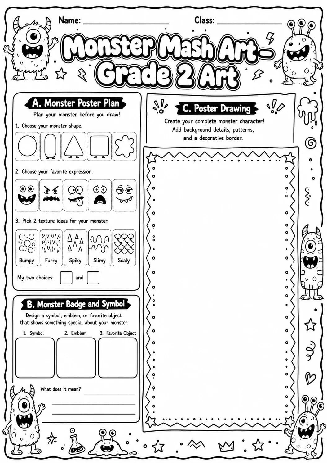 Monster Mash Shape Builder Worksheet Pack page 9 preview