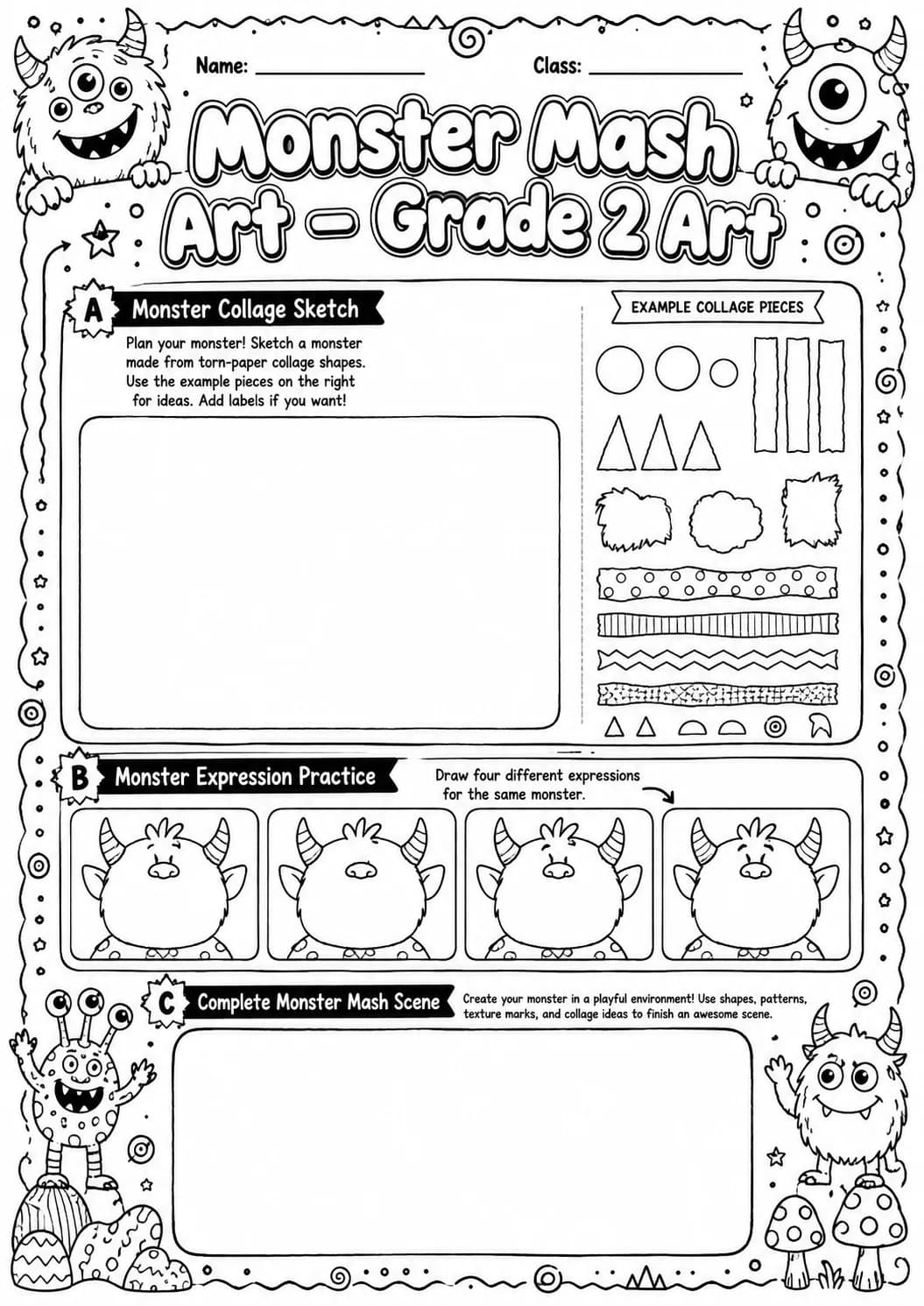 Monster Mash Shape Builder Worksheet Pack page 10 preview
