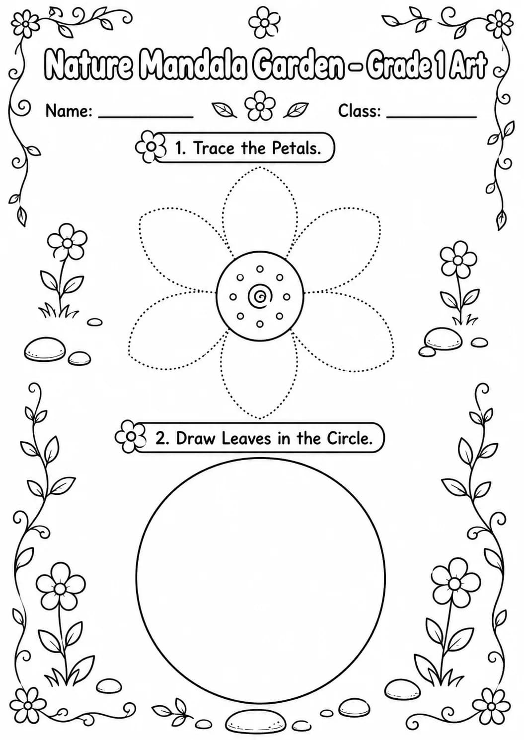 Nature Mandala Garden Art Worksheet Pack page 2 preview