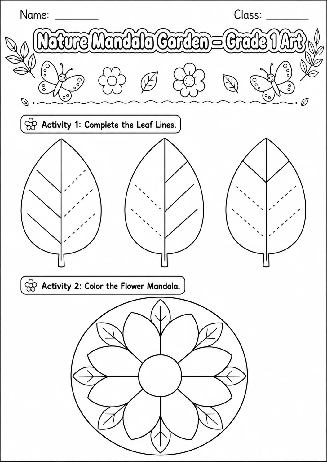 Nature Mandala Garden Art Worksheet Pack page 3 preview