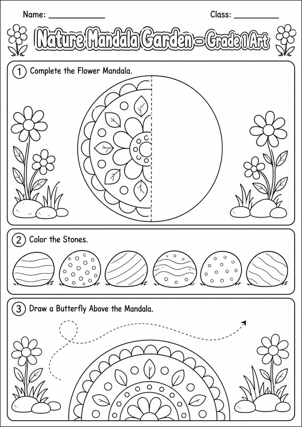 Nature Mandala Garden Art Worksheet Pack page 5 preview