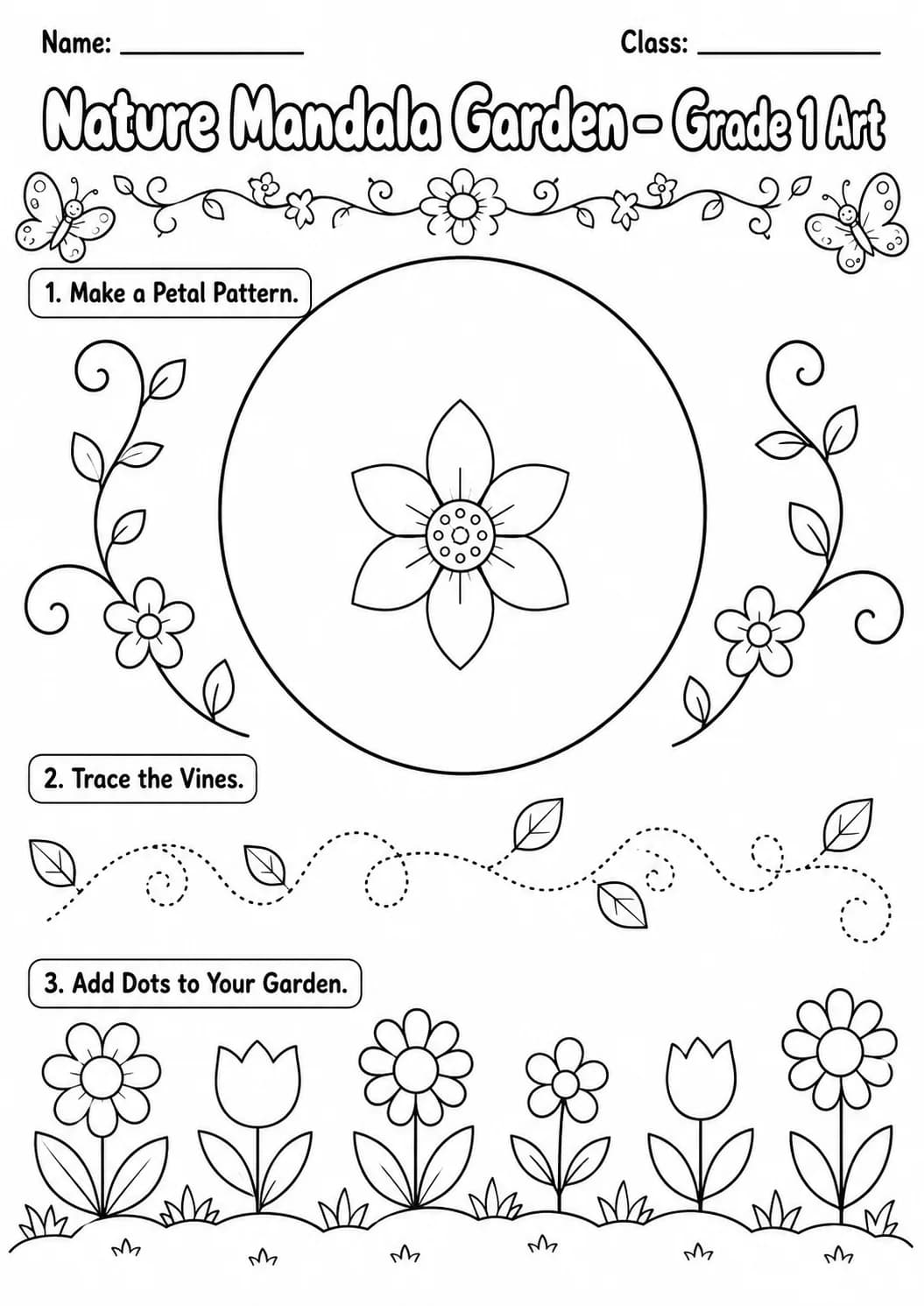 Nature Mandala Garden Art Worksheet Pack page 6 preview
