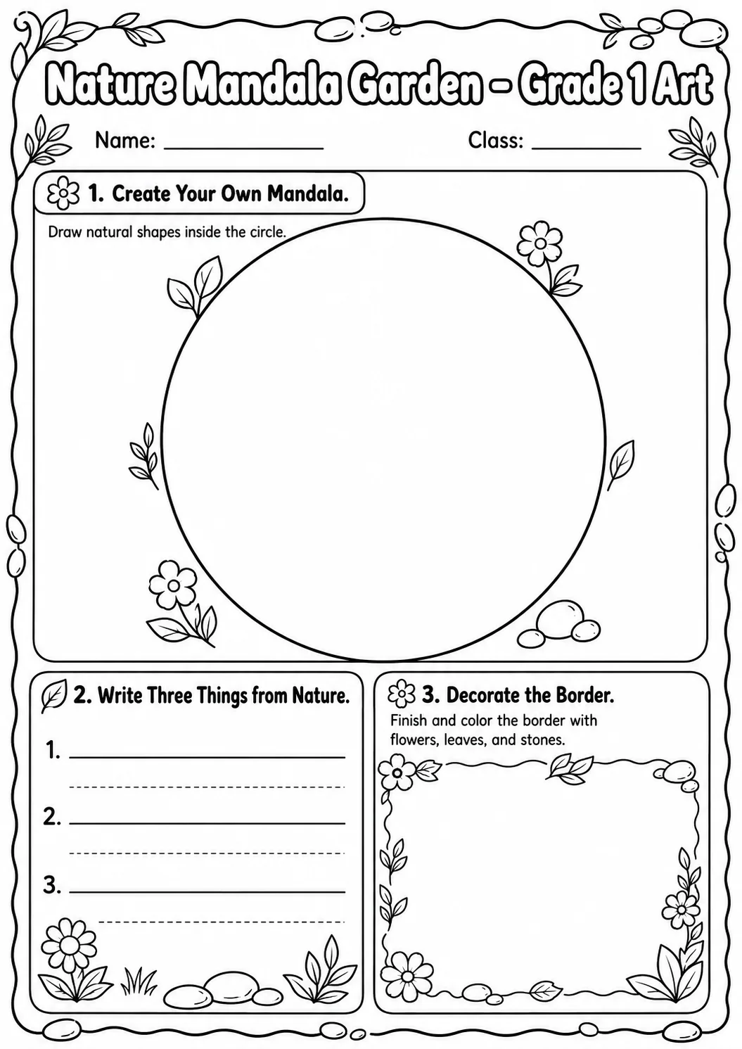 Nature Mandala Garden Art Worksheet Pack page 7 preview