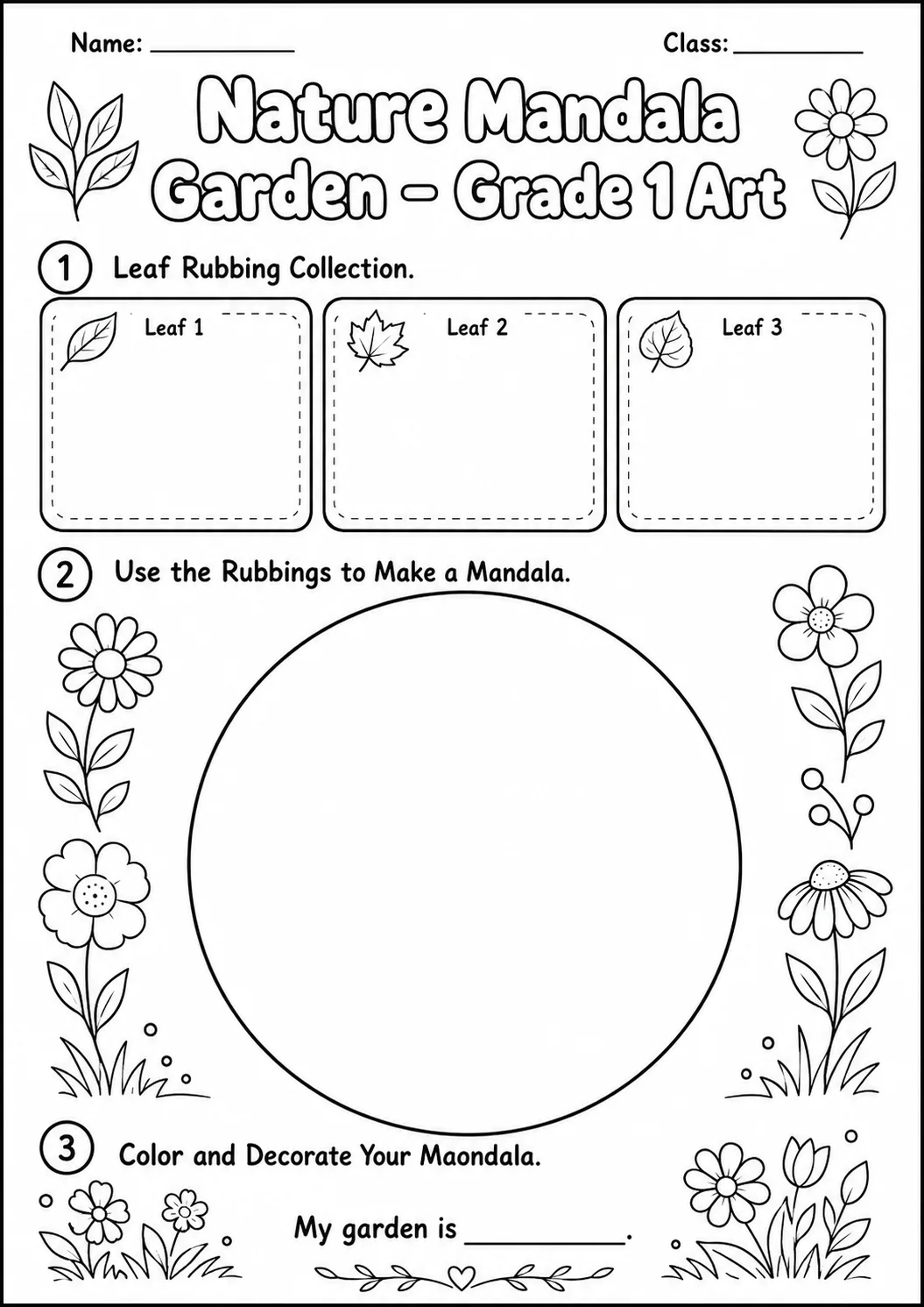 Nature Mandala Garden Art Worksheet Pack page 8 preview