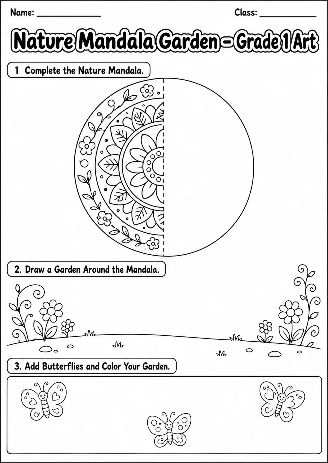 Nature Mandala Garden Art Worksheet Pack page 9 preview