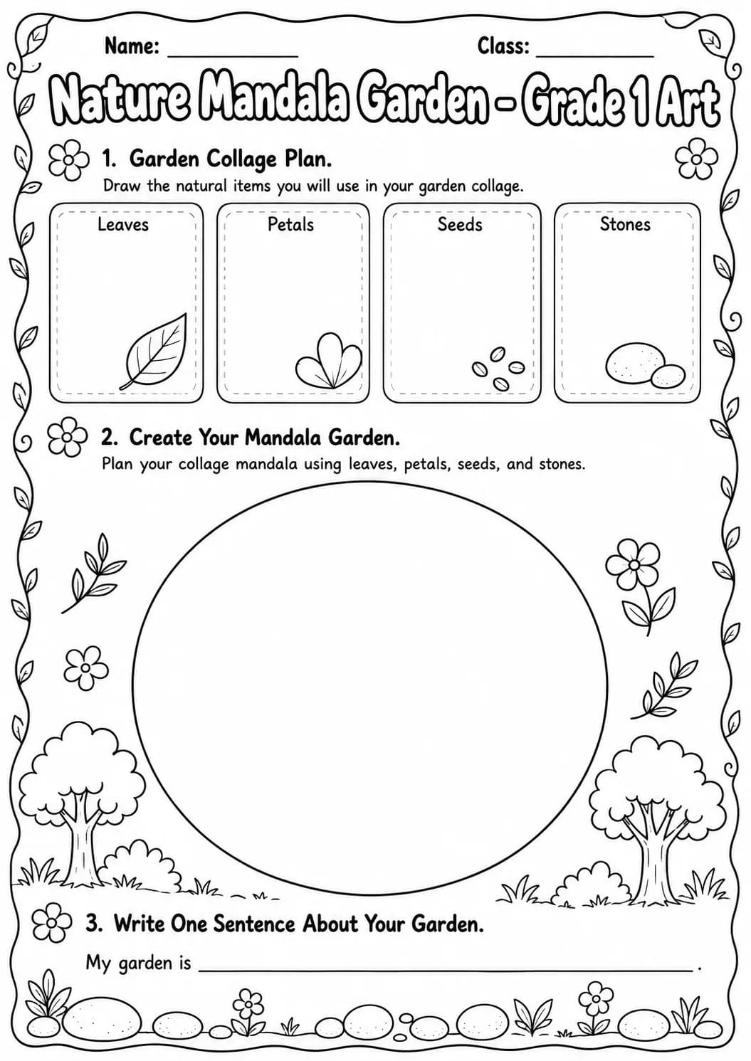 Nature Mandala Garden Art Worksheet Pack page 10 preview