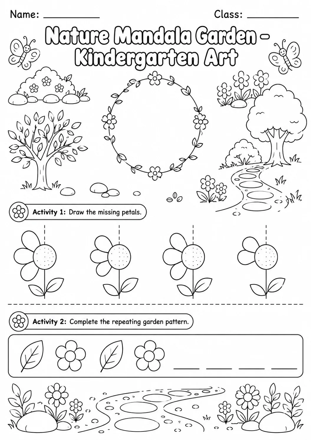 Nature Mandala Garden Art Worksheet Pack page 3 preview